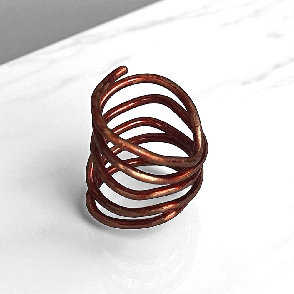5 For $25💫Rustic Coiled Copper Colored Wire Ring - Picture 5 of 6